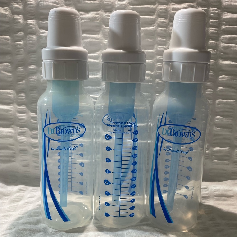 Lot of 3 Dr Brown’s 8 ounce Bottles. ECU. Highest Rated Brand on the Market Blue